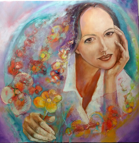 Le don de la fleur di Daniel OLIVIER, Pittura in vendita su Singulart