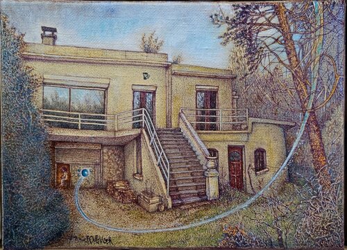 Maison à Auvers sur Oise van Daniel OLIVIER, Schilderij te koop op Singulart