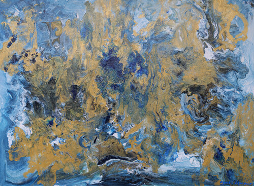 Nebuleuse bleue et or di daniel LANOUX, Pittura in vendita su Singulart