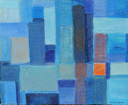 ville bleue by daniel LANOUX, Painting for Sale on Singulart