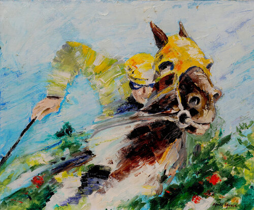 En course galop by daniel LANOUX, Painting for Sale on Singulart