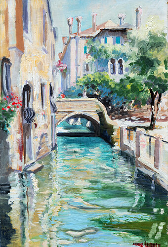 Canal et pont Venise by daniel LANOUX, Painting for Sale on Singulart