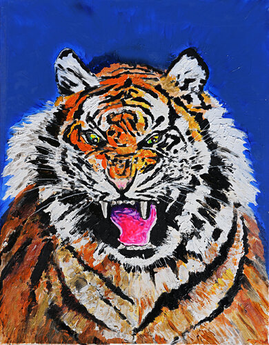 Tres faché le seigneur de la jungle : tiger von daniel LANOUX, Malerei kaufen auf Singulart