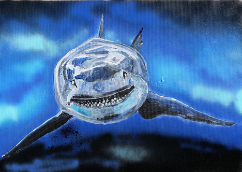 le squal la peur des profondeur, by daniel LANOUX, Painting for Sale on Singulart