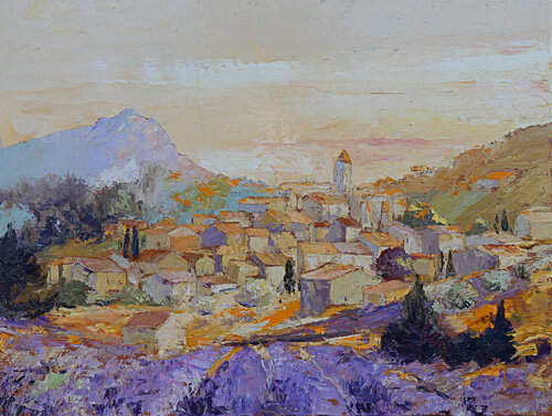 soleil du soir aux reflets chauds par daniel LANOUX, Peinture en vente sur Singulart