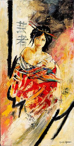 Geisha bis par daniel LANOUX, Peinture en vente sur Singulart