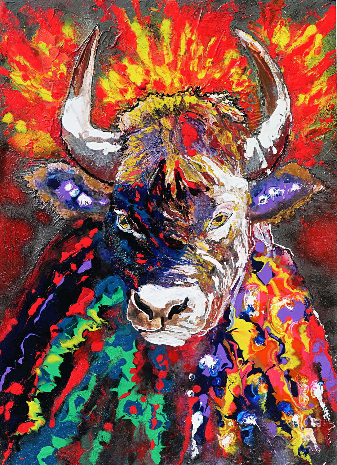 Taureau en habite de lumiere daniel LANOUX