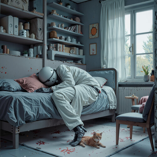 at home with the moon by Werner Fleischmann, Digital for Sale on Singulart