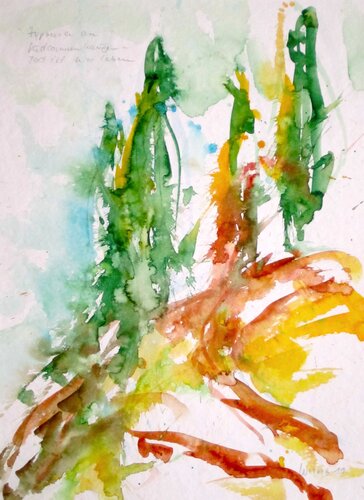 Zypressen bei Cortona, Italien by Klaus-Jürgen Wittig, 絵画 for Sale on Singulart