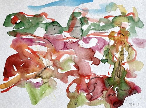 Landschaft in Purpur Magenta Nr. 1 von Klaus-Jürgen Wittig, Werk auf Papier kaufen auf Singulart