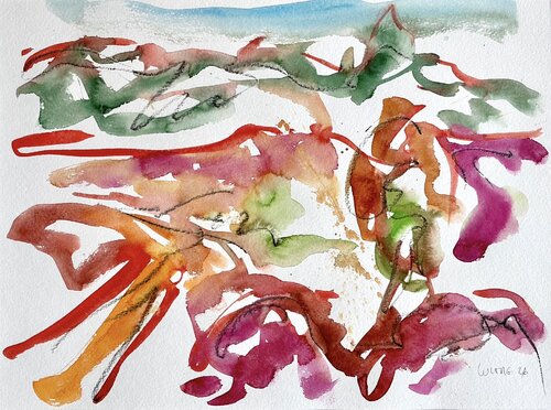 Landschaft in Purpur Magenta Nr. 2 by Klaus-Jürgen Wittig, Work on Paper for Sale on Singulart