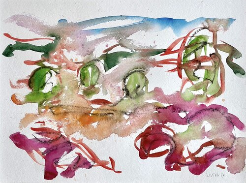 Landschaft in Purpur Magenta Nr.6 di Klaus-Jürgen Wittig, Opera su carta in vendita su Singulart