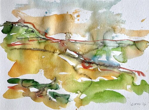 Landschaft in Gelb Orange Nr. 1 von Klaus-Jürgen Wittig, Werk auf Papier kaufen auf Singulart