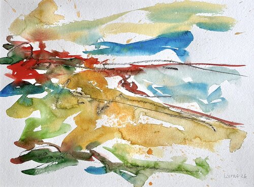 Landschaft in Gelb Orange Nr. 2 von Klaus-Jürgen Wittig, Werk auf Papier kaufen auf Singulart