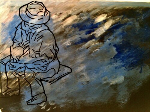 Hommes à Chapeau by Jean-François Vautrin, 종이 for Sale on Singulart