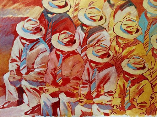 Hommes à Chapeau di Jean-François Vautrin, Opera su carta in vendita su Singulart