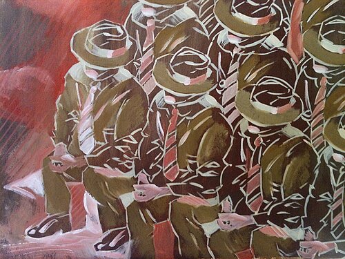 Hommes à Chapeau by Jean-François Vautrin, Work on Paper for Sale on Singulart