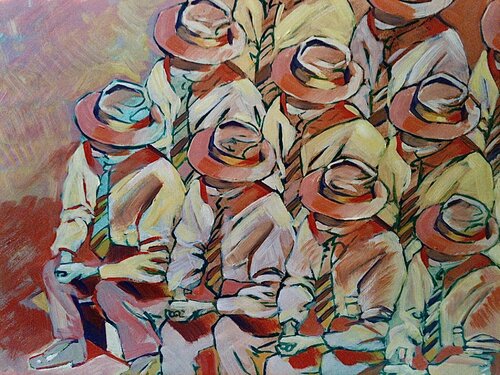 Hommes à Chapeau van Jean-François Vautrin, Werk op papier te koop op Singulart