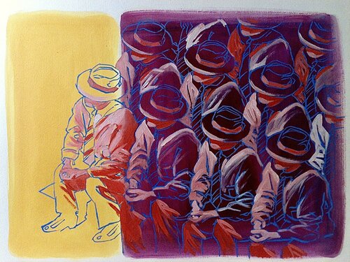 Hommes à Chapeau by Jean-François Vautrin, Work on Paper for Sale on Singulart