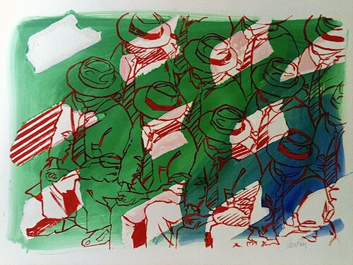 Hommes à Chapeau by Jean-François Vautrin, Work on Paper for Sale on Singulart