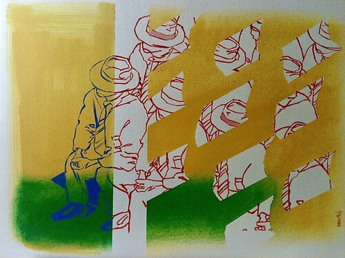 Hommes à Chapeau by Jean-François Vautrin, Work on Paper for Sale on Singulart