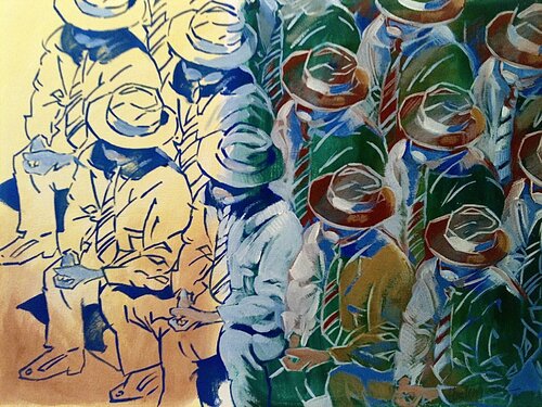 Hommes à Chapeau by Jean-François Vautrin, Work on Paper for Sale on Singulart