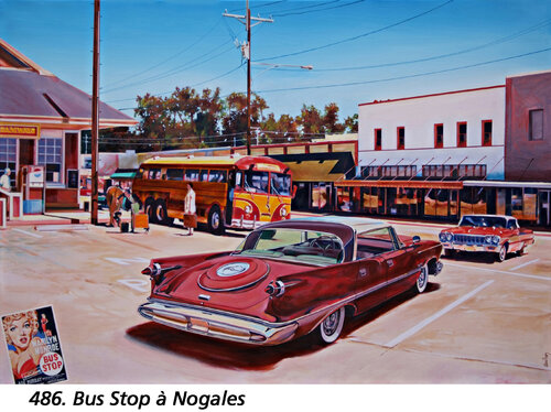 Bus stop à Nogales di Jean-François Vautrin, Pittura in vendita su Singulart