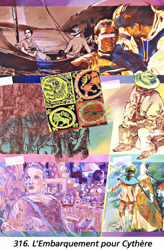 L'Embarquement pour Cythère  ( hommage à Antoine Watteau:1684-1721 ) de Jean-François Vautrin, Pintura a la venta en Singulart