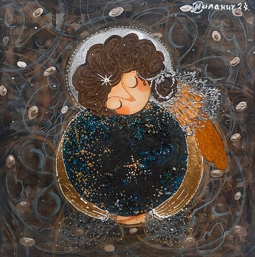 Guardian angel of planet earth de Oksana Mylanich, Pintura a la venta en Singulart