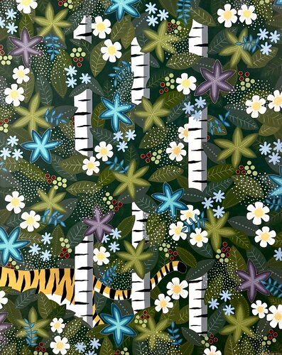 Tiger in the Woods di Madeleine Kurtsdotter, Pittura in vendita su Singulart