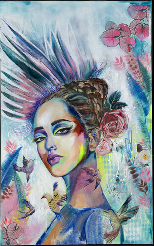 Learn to fly, fly away... par Shams Kherani, Peinture en vente sur Singulart