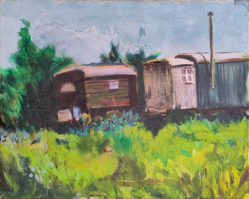 Wagenplatz Wildwux von Marek Eibert, Malerei kaufen auf Singulart