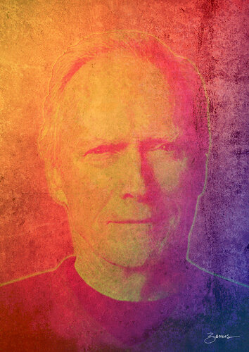 El hombre solitario, Clint Eastwood portrait by Miguel Barros, Print for Sale on Singulart
