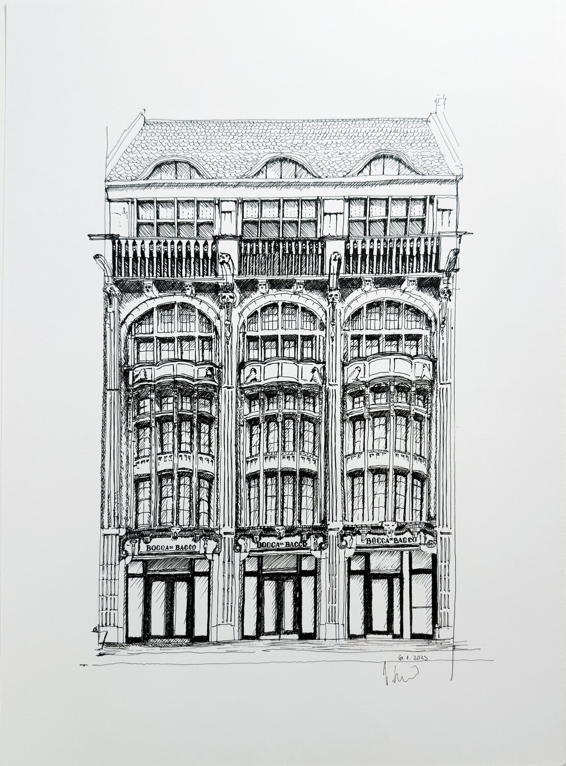 Berlin_Bocca_di_Bacco_52°30'54.4"N 13°23'21.4"E Veronika Behr Werk auf Papier zu verkaufen