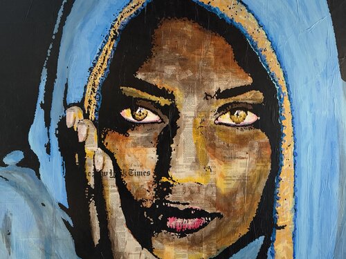 Flower of the Desert  Acryl, Collage auf Holz und New York Times von Peter Kittner, Malerei kaufen auf Singulart