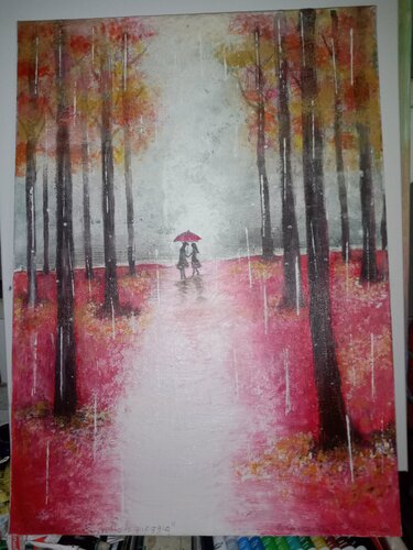 Passeggiando sotto la pioggia van Marina concordia, Schilderij te koop op Singulart