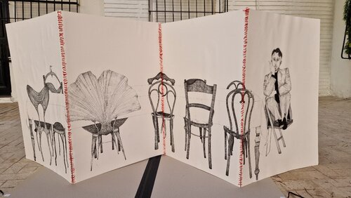 Cuento reducido de una comida a solas de Carla Gabriela Ene, Dibujo a la venta en Singulart