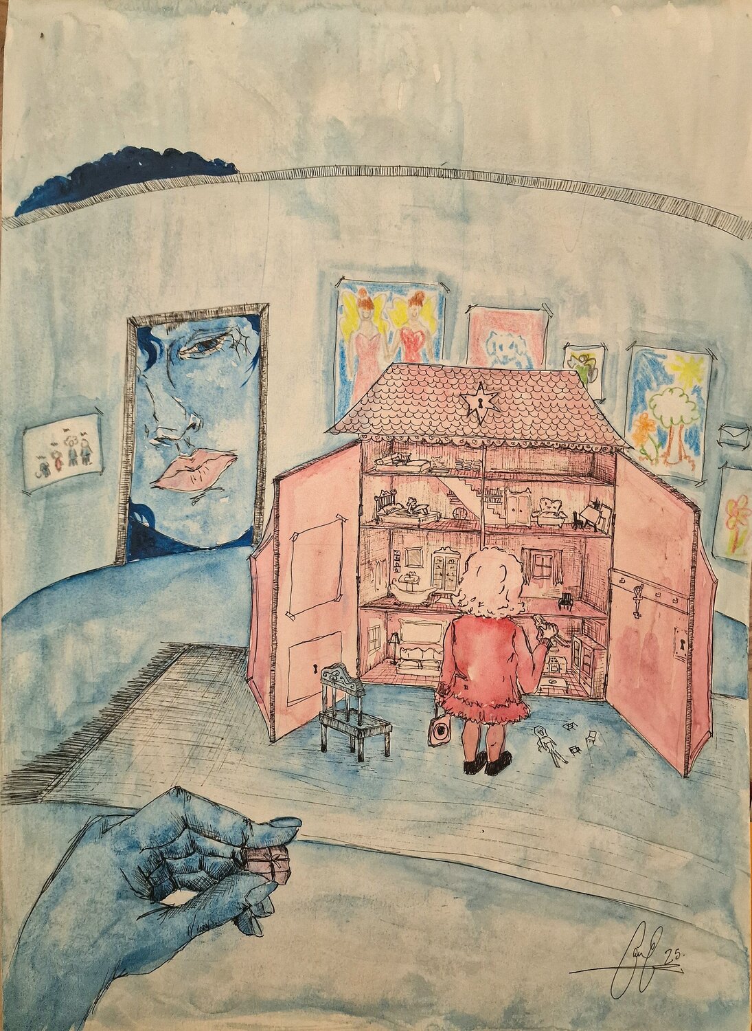 La casa de muñecas Carla Gabriela Ene Originalgemälde zu verkaufen