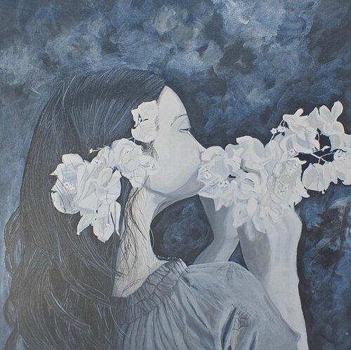 Women and Flowers series - 1 von Shaiba Rajesh, Malerei kaufen auf Singulart