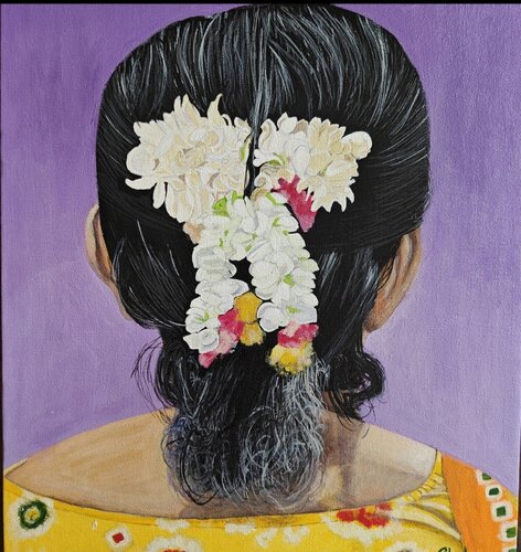Women and Flowers series - 4 de Shaiba Rajesh, Pintura a la venta en Singulart