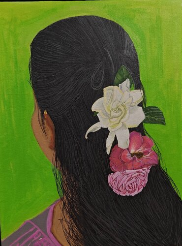 Women and Flowers series - 5 von Shaiba Rajesh, Malerei kaufen auf Singulart