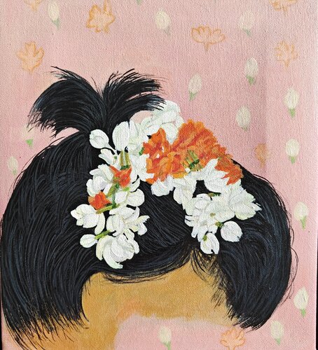 Women and Flowers series - 8 de Shaiba Rajesh, Pintura a la venta en Singulart