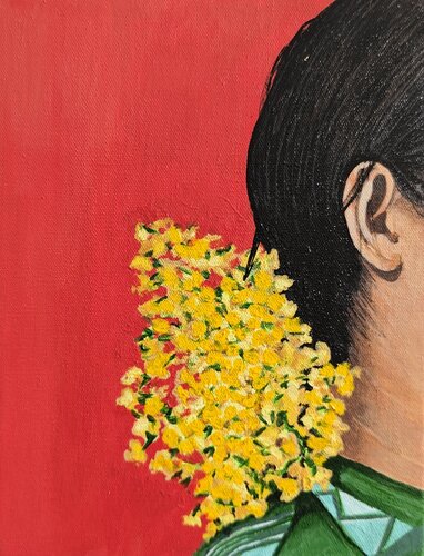 Women and Flowers series - 10 de Shaiba Rajesh, Pintura a la venta en Singulart