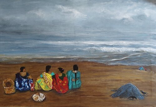 Women and Flowers series - 10 de Shaiba Rajesh, Pintura a la venta en Singulart