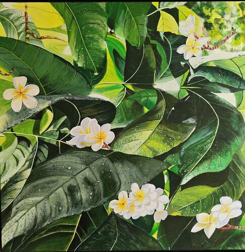 Green Canopy Cascade by Shaiba Rajesh, Painting for Sale on Singulart