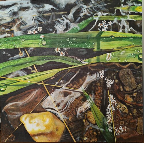 Where Water Remembers Flowers by Shaiba Rajesh, Painting for Sale on Singulart