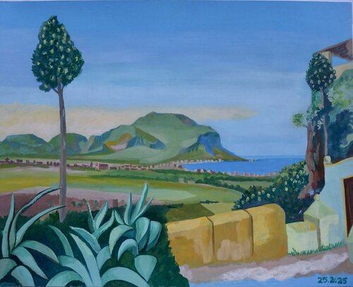 Palermo mit Blick auf den Monte de pellegrino van Amaya Eglin, Schilderij te koop op Singulart