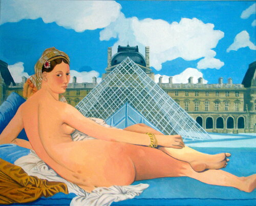 Odaliske vor dem Louvre van Amaya Eglin, Schilderij te koop op Singulart