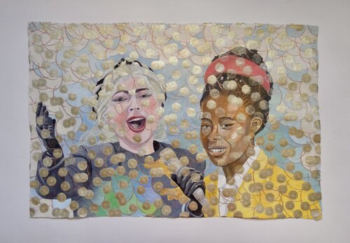 At the Inauguration of Joe Biden 20.01.2021" 50x75cm, Guache auf tibetanischem Papier mit Gold-Silber-und Kupferdruck by Amaya Eglin, 油畫 for Sale on Singulart