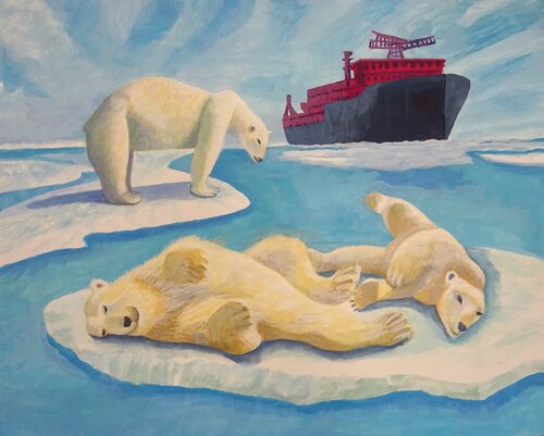 Eisbären in der russischen Arktis van Amaya Eglin, Schilderij te koop op Singulart